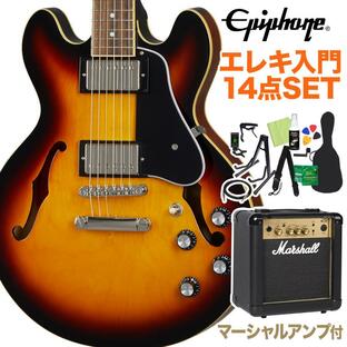 Epiphone ES-339 Vintage Sunburst エレキギター 初心者14点セット マーシャルアンプ付き セミアコの画像