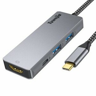 USB Type c アダプタ マルチポート Tuwejia タイプc ハブ ４K 解像度 hdmiポート+USB 3.0ポート*2 高速データ転送+USBタイプC高速PD充電の画像