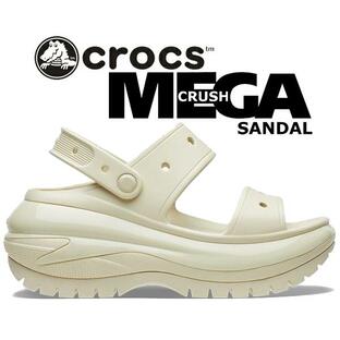 クロックス クラシック メガクラッシュ サンダル crocs CLASSIC MEGA CRUSH SANDAL BONE 207989-2y2 厚底 プラットフォーム スライド ミュール ボーン ベージュの画像
