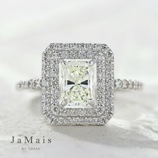 【JaMais】Double -ドゥブル - ダイヤモンド(M SI-1) 1.008ct リング 13号 PT900 プラチナ 指輪 ダイアモンド ラディアントカット スクエア 四角 ダイヤ取り巻き 二重取り巻き ダイヤリング 大ぶり 目立つ 4月誕生石 金剛石 ＜ソーティング＞【Original Jewelry】の画像