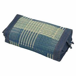 萩原 い草 小枕 ブルー 約W30×D17×H11cm 「デニムパッチ」 高さ調節できる 抗カビの画像