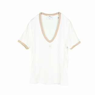 Courrèges Courreges クレージュ ホワイト VネックTシャツ 224JTS137JS0070 イタリア正規品 新品の画像