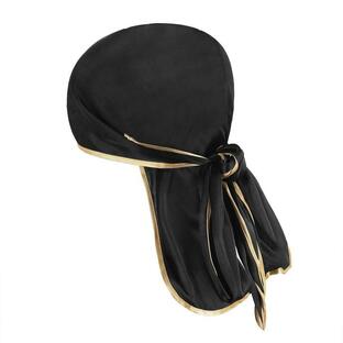 LYING サテン バンダナキャップ UVカット 紫外線対策 接触冷感 バンダナ帽子 メンズ レディース 黒 海賊スカーフ インナーキャップの画像