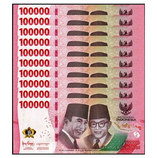 最新紙幣 インドネシアルピア 10万ルピア 10枚 保証書付き インドネシア紙幣 インドネシア ルピア 未使用新札 外貨 本物紙幣の保証の画像