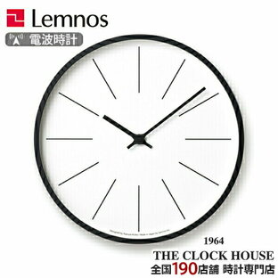 レムノス 掛け時計 時計台の時計 ライン Line アナログ 電波 黒色木枠 C Lemnos 305xd48mm KK17-13の画像