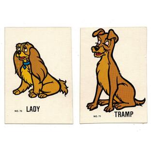 わんわん物語 トレーディングカード 2点セット ヴィンテージ 1980年 ディズニー Lady and the Tramp Allens & Regina Trading Cardsの画像