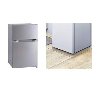 アイリスプラザ 冷蔵庫 87L 一人暮らし 2ドア 両開き対応 小型 幅47.5cm シルバー PRC-B092D-S & 冷蔵庫マット 保護パネル 傷防止 ポリカーボネート 冷蔵庫 小型冷蔵庫 XSサイズ 49*60 PRD-XSの画像