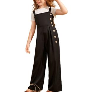 SHENHE Girl's Sleeveless Button High Waisted Wide Leg Suspender 並行輸入品の画像