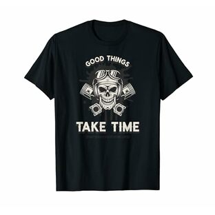 スカルインフライトヘルメット:「Good Things Take Time」 Tシャツの画像
