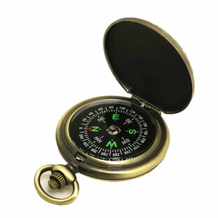 懐中時計型コンパス 方位磁石 懐中時計のデザイン ボタンで蓋開き 生活防水 登山 防災 レトロデザイン 羅針盤 CPJ35Aの画像