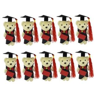 Cabilock 10個 ベア博士 卒業クマの花束 卒業帽をかぶったクマ 卒業式のクマのおもちゃ スタンド卒の画像
