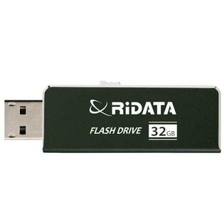 スライド式 USB 2.0 32GB アルミボディ ブラック USBメモリー インデックスシール付 片手で簡単スライド式 RI-OD17U032 BK usb RiDATA メール便OK ポスト投函の画像