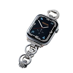 [エレコム] Apple Watch (アップルウォッチ) バンド 41mm 40mm 38mm [Apple Watch 8 7 SE2 SE 6 5 4 3 2 1 対応] ステンレス チェーンタイプ ラインストーン 長さ調整可 調整工具付き シルバー AW-41BDSSJSVの画像