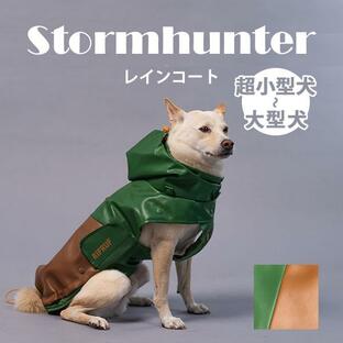 予約：1ヵ月/正規販売店 STORMHUNTER RAINCOAT（ストームハンターレインコート） ビーフ＆ブロッコリー（茶＆緑） 愛犬用防水レインコート （STOR）の画像