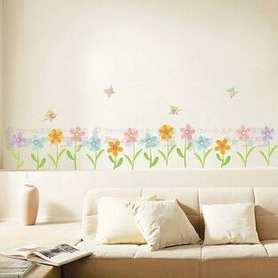 ウォールステッカー 壁 花 花と蝶 貼ってはがせる のりつき 壁紙シール ウォールシール 植物 木 花 宅Cの画像