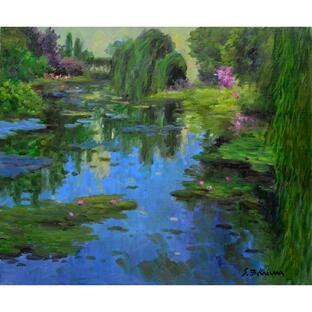 深沢昭明「モネの池」油彩画の画像