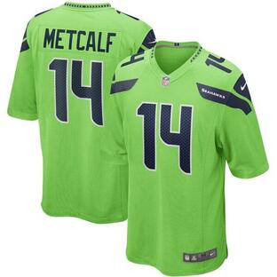 ナイキ ユニフォーム メンズ DK Metcalf Seattle Seahawks Nike Game Jersey Neon Greenの画像