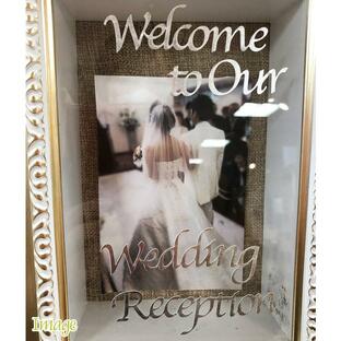 ウェルカムボード用シール銀色（シルバー）の文字・筆記体1枚「Welcome to Our Wedding Reception」の画像