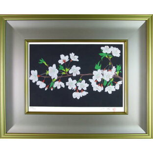 中島千波 木版画 1999年 桜花（1）の画像