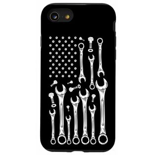 iPhone SE (2020) / 7 / 8 自動車修理士 自動車整備士 レンチ 工房 ツール USA 国旗 スマホケースの画像