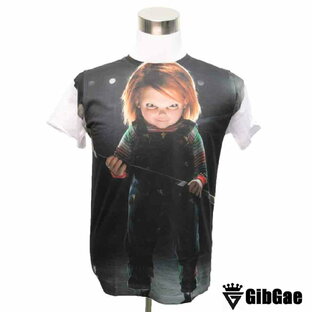 デザインTシャツ GibGae Chucky チャッキー チャイルドプレイ チャッキーの狂気病棟 映画Tシャツ ホラー・チャイルド プレイ こわかわいい Tシャツ 男女兼用 サイズM＆Lの画像