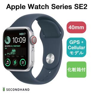 Apple Watch SE 第2世代 GPS + Cellular モデル シルバーアルミケース 40mm ストームブルースポーツバンド S/M 本体＋バンド+充電ケーブル+化粧箱付 新品の画像