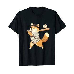 柴犬 イヌ 面白いtシャツ 犬 野球 ベースボール メンズ おもしろ 面白い 服 おもしろグッズ 文字Tシャツ ネタ Tシャツの画像