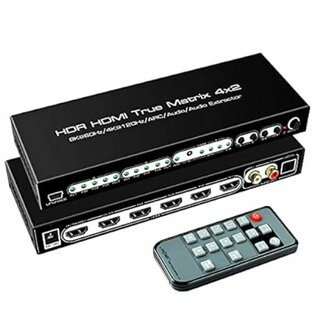 【2023安定版】avedio links 8K HDMIマトリックス 4入力2出力 HDMI 2.1 4K@120Hz切替器 音声分離器 (光デジタル・L/Rオーディオ分離) ARC付きHDR10 HDCP2.3 ドルビー・ビジョン・アトモス リモの画像