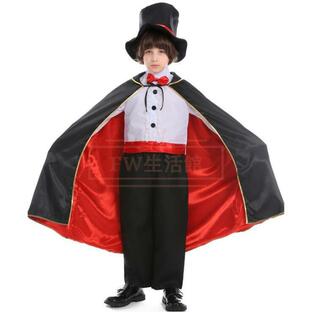 コスプレ衣装 子供 仮装 キッズ 魔術師 マジシャン コスチューム 変装 マント 帽子 セット イベントの画像