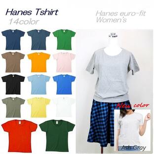 Hanes ヘインズ 半袖 Tシャツ euro-fit ユーロフィット レディース ブランドTシャツの画像