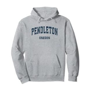Pendleton Oregon OR Vintage Varsity Sports ネイビーデザイン パーカーの画像