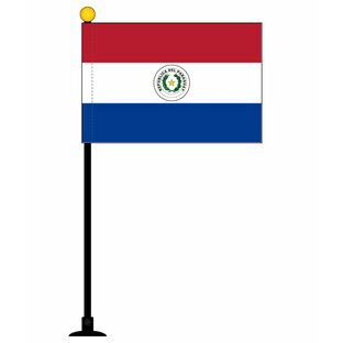 TOSPA パラグアイ 国旗 ミニフラッグ 旗サイズ10.5x15.7cm テトロンスエード製 ポール27cm 吸盤のセット 世界の国旗シリーズの画像