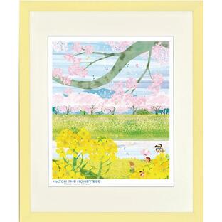 ジークレー版画 額装絵画 タツノコプロ はりたつお 昆虫物語 みなしごハッチ 「桜と菜花の二重奏」 四ッ切の画像