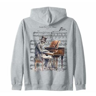 Chopins B-flat-minor 楽譜スケルトン ゾンビ ピアニスト ジップパーカーの画像