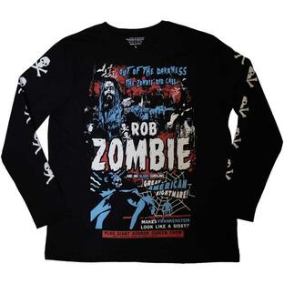 (ロブ・ゾンビ) Rob Zombie オフィシャル商品 ユニセックス Zombie Call Tシャツ 袖プリント 長袖 トップス RO10629 (ブの画像