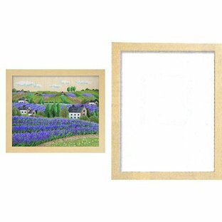 オリムパス クロスステッチ 刺しゅうキット フラワーガーデン 花の咲く風景 ラベンダー畑 ベージュ 7311 + 専用額セットの画像
