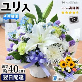 お供え お悔やみ 花 法事 四十九日 法要 一周忌 命日 お彼岸花 翌日配達 お供え生花アレンジメント Sサイズ 生花 即日発送 [冷蔵便]でお届けの画像