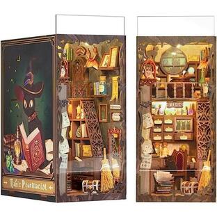 CuteBee-ブックヌック キット DIY 立体パズル 木製手作りキット ドールハウス 組み立て本棚の画像