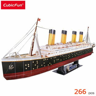 CubicFun キュービックファン 3D立体パズル L521h タイタニック号 LED付 266ピース 豪華客船組立パズルの画像