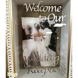 ウェルカムボード用シール 銀色（シルバー）の文字・筆記体1枚「Welcome to Our Wedding Reception」結婚式 花嫁DIY ウェディング レセプション 手作りキットの画像