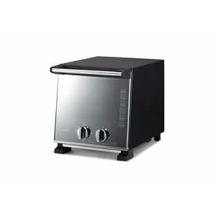 ツインバード トースター オーブントースター 2枚焼き 960W 4段階切替 コンパクト ミラーデザイン ブラック TS-D037PBの画像