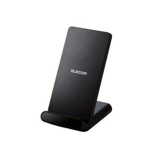 ELECOM エレコム Qi規格対応 ワイヤレス充電器 5W スタンド 縦置き 横置き両対応 滑り止めパッド おくだけ充電 W-QS09BK ブラックの画像