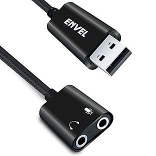 ENVEL (エンベル) USB - 3.5mmオーディオアダプター 外部ステレオサウンドカード デュアルTRS 3極 3.5mm ヘッドフォンとマイクジャック PS4/PS5/PC/の画像