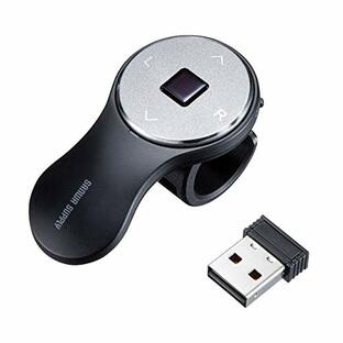 サンワサプライ(Sanwa Supply) リングマウス USBワイヤレス接続 充電式 小型 1200dpi MA-RING2BK ブラックの画像