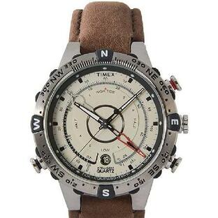 特別価格Timex Men's T2N721 Intelligent Quartz Compass Tide Temperature Silver Case Brown Strap Watch並行輸入の画像