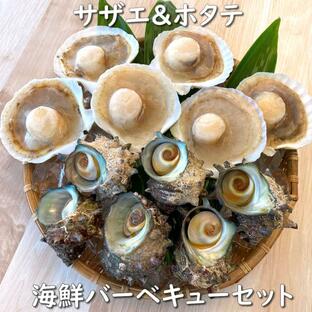 （送料無料）国産ホタテ（片貝）とサザエの海鮮バーベキューセット（冷凍）の画像