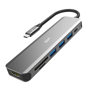 シリコンパワー SP Silicon Power7-in-1 USB Type-C USB ハブ ドッキングステーション 【4K対応 HDMI/USB Type-C (PD 60W) / USB3.2 Type-A/microSD/SDカード 】 MacBook Pro/iPad Pro/Air SPU3C07DOCSU200Gの画像