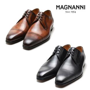 マグナーニ 革靴 ビジネスシューズ ドレス 22546 スクエアトゥ ブラック コニャック ブラウン系 メンズ MAGNANNIの画像