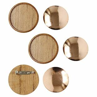 日本紐釦貿易(Nippon Chuko) 木製ブローチ台 銅板・ピン付 丸 ナチュラル 約φ45mm 5組 A22-2-5 アクセサリー アクセサリー材料 ブローチ台の画像