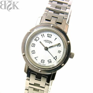 エルメス クリッパー CL6.710 レディース 腕時計 デイト クォーツ SS 白文字盤 動作品 HERMES 〓 【中古】の画像